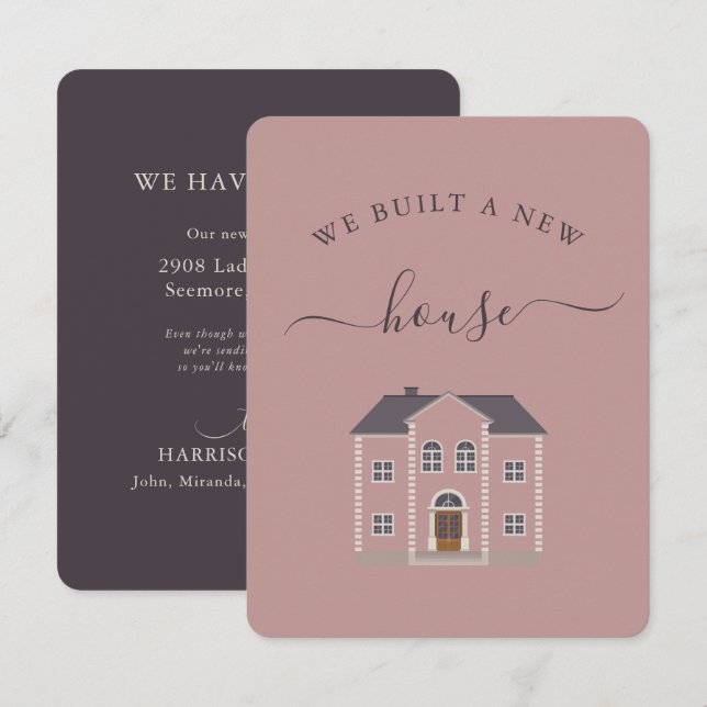 Pink House We Built A New House Announcement (Front/Back)