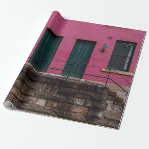 PINK HOUSE WITH TWO DOORS WRAPPING PAPER