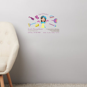 Pink Housekeeper cleaning Custom Cartoon Wall Decal