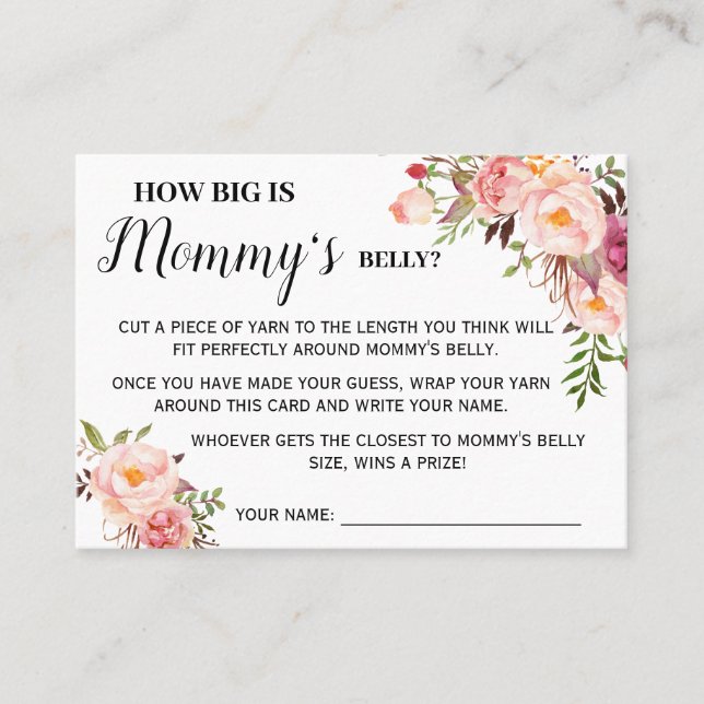 Pink How big is mom belly game bilingual card (Front)