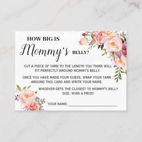 Pink How big is mom belly game bilingual card