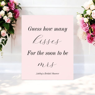 Pink How Many Kisses Bridal Shower Games Poster