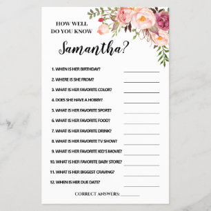 Pink How well do you know mom bilingual card Flyer