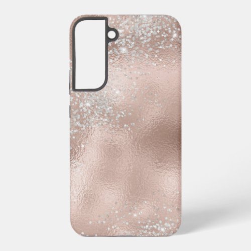 Pink Hues and Silver Glitter Minimalist Design Samsung Galaxy S22 Case