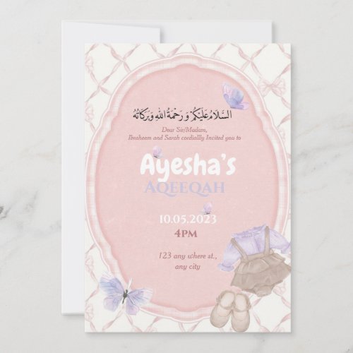 Pink Hues Baby Girl Aqeeqah Invitation