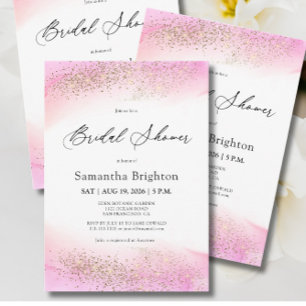 Pink Hues Gold Sparkles Bridal Shower Invitation