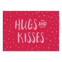 Pink Hugs and Kisses | Hearts | Valentine's Day Card