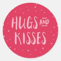 Pink Hugs and Kisses | Hearts | Valentine's Day Classic Round Sticker
