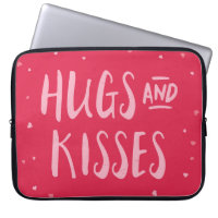 Pink Hugs and Kisses | Hearts | Valentine's Day Computer Sleeve