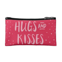 Pink Hugs and Kisses | Hearts | Valentine's Day Cosmetic Bag