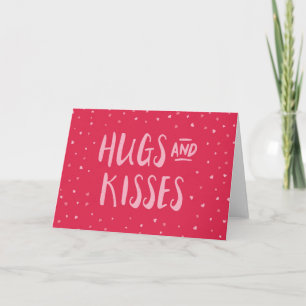 Pink Hugs and Kisses   Hearts   Valentine's Day Holiday Card