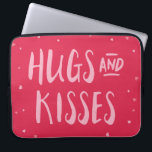 Pink Hugs and Kisses | Hearts | Valentine's Day Laptop Sleeve<br><div class="desc">Scattered hearts against a pink background with the words "Hugs and Kisses". This is perfect for Valentine's Day or just to give to the ones you love.

©Rosewood and Citrus</div>