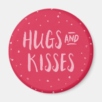 Pink Hugs and Kisses | Hearts | Valentine's Day Magnet