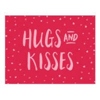 Pink Hugs and Kisses | Hearts | Valentine's Day Postcard