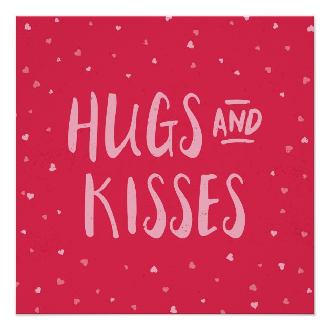 Pink Hugs and Kisses | Hearts | Valentine's Day Poster (Front)