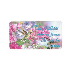 Pink Hummingbird Address Labels