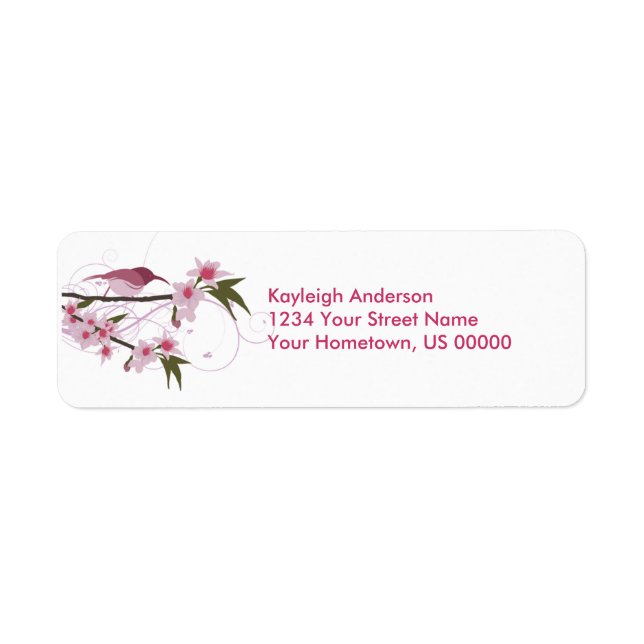 Pink Hummingbird and Flowers Return Address Labels (Front)