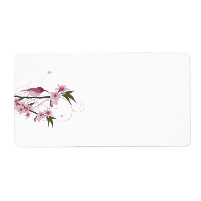 Pink Hummingbird and Flowers Shipping Labels (Front)