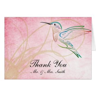 Pink Hummingbird Watercolor Thank You card