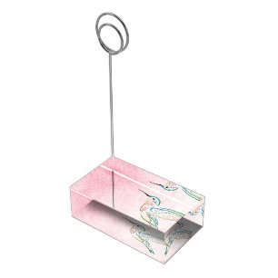 Pink Hummingbird Watercolor Wedding Table Card Holder