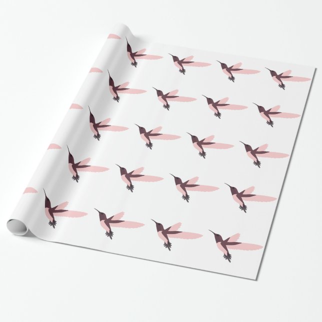 Pink Hummingbird Wrapping Paper (Unrolled)