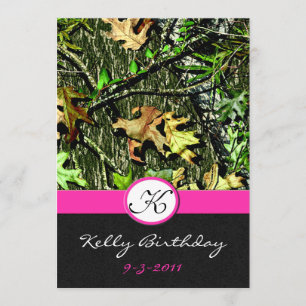 Pink Hunting Camo Birthday Party Invitations