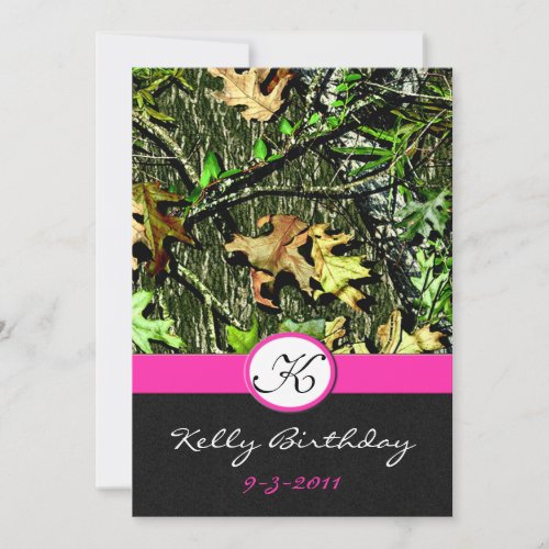 Pink Hunting Camo Birthday Party Invitations