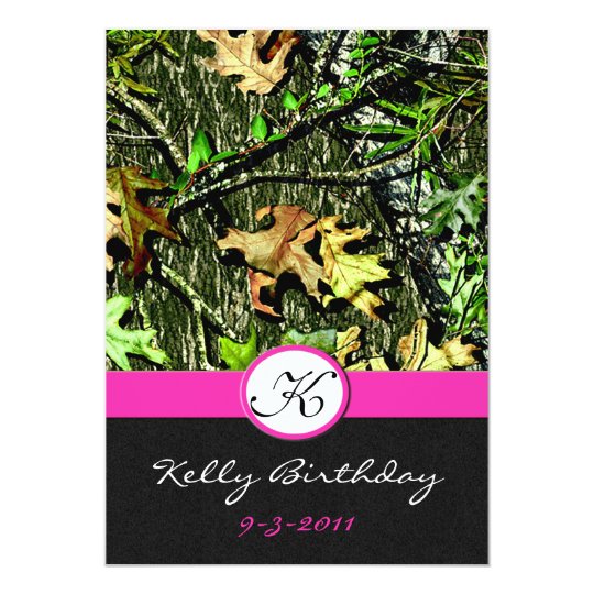 Pink Hunting Camo Birthday Party Invitations