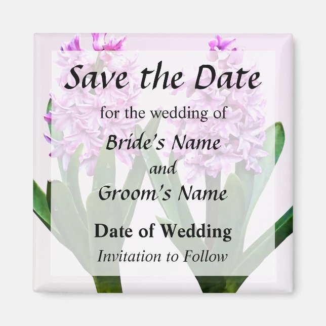 Pink Hyacinth Duo Save the Date Magnet (Front)