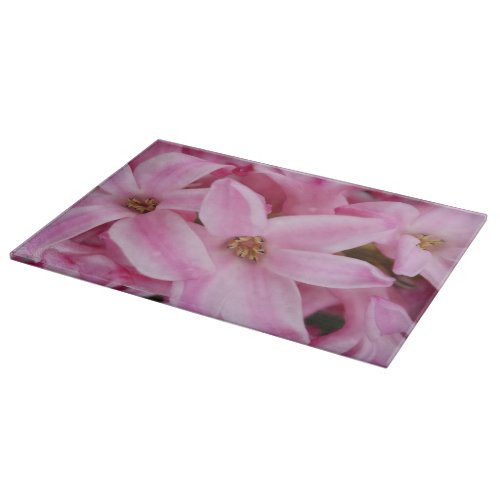 pink hyacinth flower cutting board