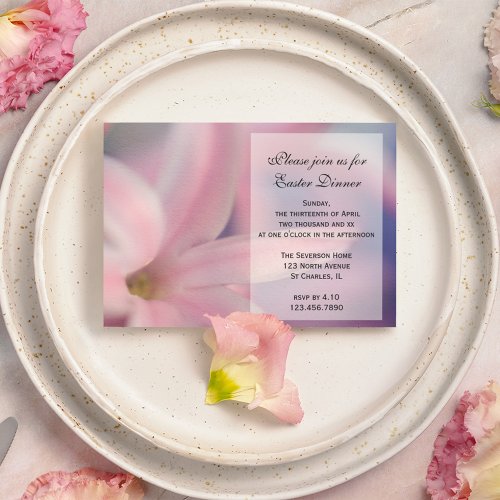 Pink Hyacinth Flower Easter Dinner Invitation