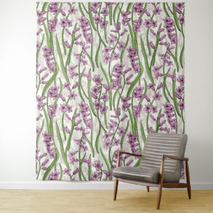Pink Hyacinth flowers on natural white Tapestry