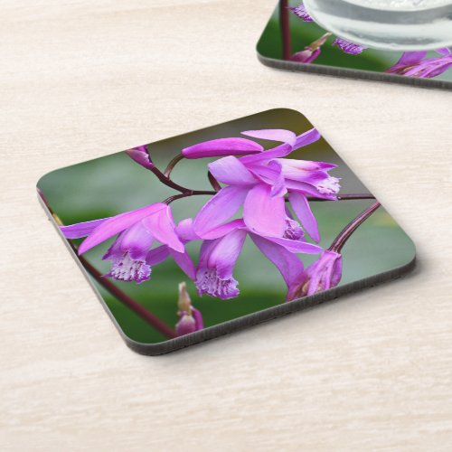 Pink Hyacinth Orchids Floral Beverage Coaster