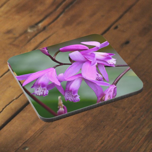 Pink Hyacinth Orchids Floral Beverage Coaster (In Situ)
