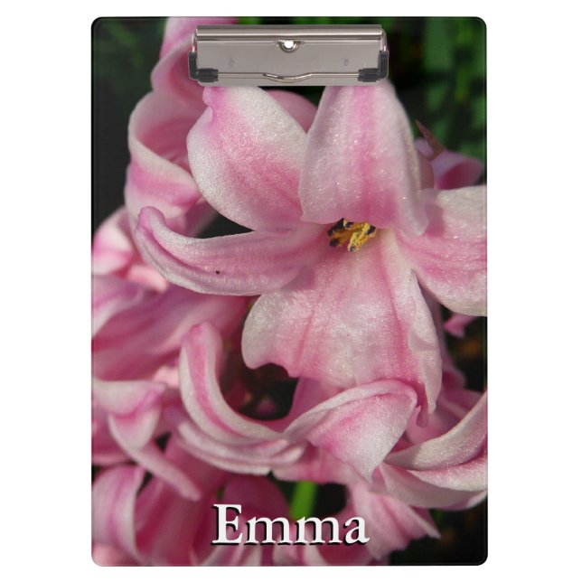 Pink Hyacinth Spring Floral Clipboard (Front)