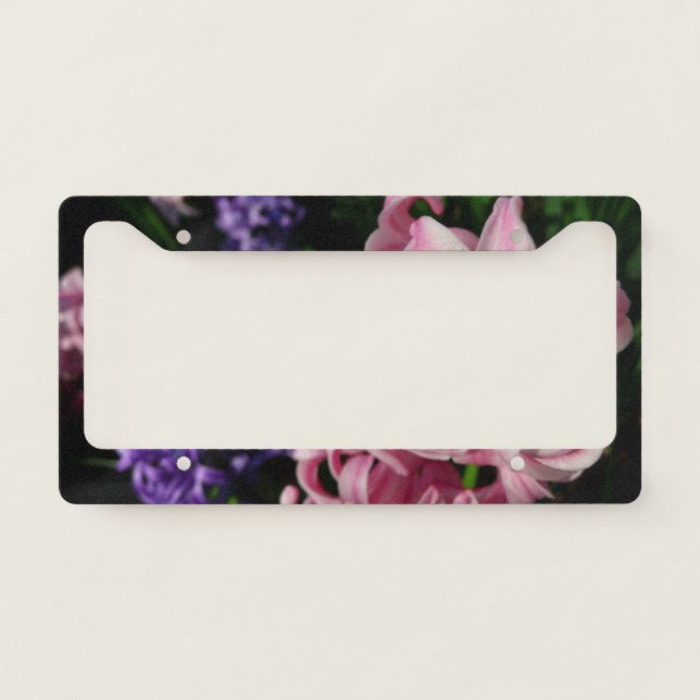 Pink Hyacinth Spring Floral License Plate Frame (Front)