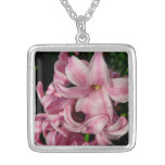 Pink Hyacinth Spring Floral Silver Plated Necklace