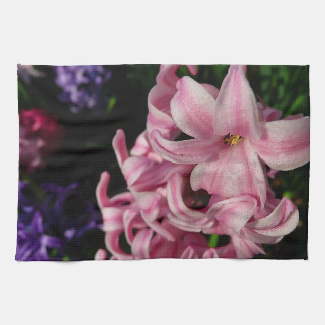 Pink Hyacinth Spring Floral Towel (Horizontal)