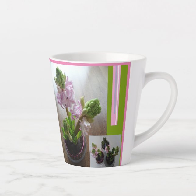 Pink Hyacinths Design Latte Mug (Right)