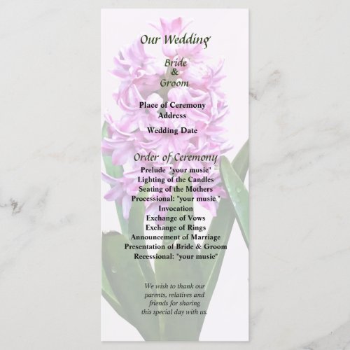 Pink Hyacinths Duo Wedding Program