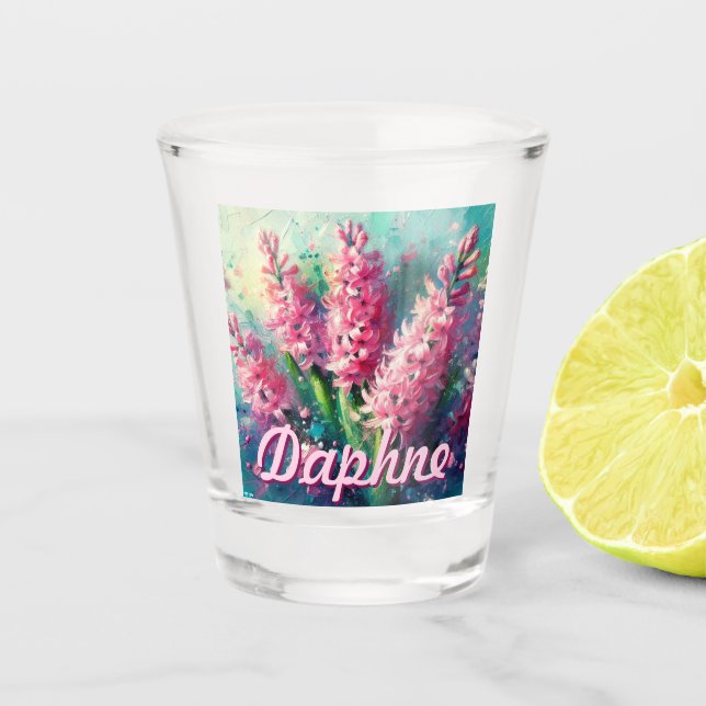 Pink Hyacinths Hyacinth Floral Personalized Shot Glass (Front)