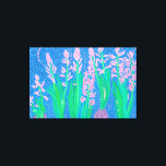 Pink Hyacinths Spring Flowers Floral Art Painting Canvas Print<br><div class="desc">Canvas print featuring decorative floral painting,  blooming pink hyacinths flowers with fresh green leaves on cobalt blue background. Acrylic on paper,  2020 
© Julia Khoroshikh
www.juliakhoroshikh.art 
#hyacinths #floralart #bohemianfloral #botanical #contemporaryfloral #floralpainting #canvas #wallart #zazzlemade</div>