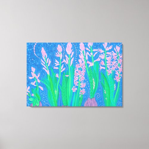 Pink Hyacinths Spring Flowers Floral Art Painting Canvas Print