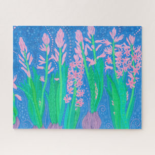 Pink Hyacinths Spring Flowers Floral Art Painting Jigsaw Puzzle