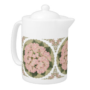 Pink Hydra floral pattern Medium Teapot