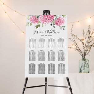 Pink Hydrangea 12 Tables SEATING CHART Foam Board