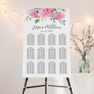 Pink Hydrangea 12 Tables SEATING CHART Foam Board