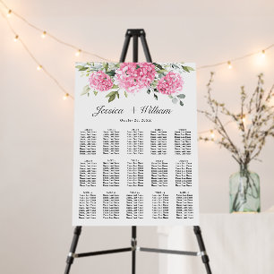 Pink Hydrangea 15 Tables SEATING CHART Foam Board