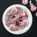 Pink Hydrangea and Circle Shower Favor<br><div class="desc">Pretty pink and green hydrangea flowers bloom on these sweet and subtle chocolate kiss stickers,  adding a touch of themed personalization to bridal and baby showers,  weddings,  garden parties and more.</div>