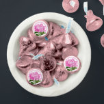 Pink Hydrangea and Circle Shower Favor<br><div class="desc">Pretty pink and green hydrangea flowers bloom on these sweet and subtle chocolate kiss stickers,  adding a touch of themed personalization to bridal and baby showers,  weddings,  garden parties and more.</div>